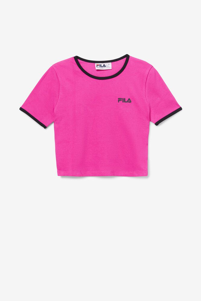 Fila T-Shirt Womens Pink Perla Crop Top - Ireland 42865-GLRT